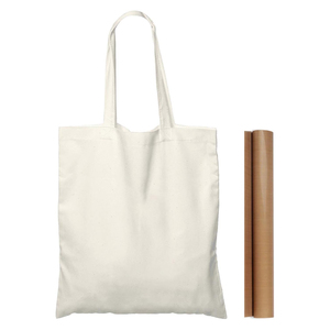 Sacs fourre-tout en toile vierges à longue poignée réutilisables avec impression de logo personnalisé, sacs de shopping en coton portables pour la publicité - Product Image 1