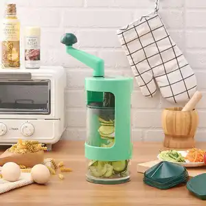 Cortador multifuncional dobrável para cozinha doméstica, 4 lâminas, espiralizador de batata portátil, fatiador espiral de vegetais com pincel
