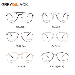 Monturas de Gafas de Aviador Grises Jack 90026, Montura Completa de Metal, Anti-UV, para Hombre, Estilo Piloto, Gafas Ópticas - Product Image 4