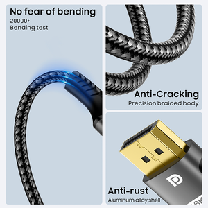 <span class=keywords><strong>Cable</strong></span> de Nailon Trenzado 16K DP 2.1, <span class=keywords><strong>Cable</strong></span> <span class=keywords><strong>DisplayPort</strong></span> a <span class=keywords><strong>DisplayPort</strong></span> para Monitor, Portátil, Videojuegos - Product Image 5