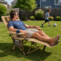 Chaise inclinable de camping robuste pliable 200 kg (440 lb) avec 4 positions réglables et repose-pieds amovible en Oxford 600D pour patio et jardin
