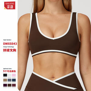 Zexin Soutien-gorge de sport pour femme à col en V, bretelles larges, antichoc, pour yoga et fitness, gris 8843 - Product Image 4