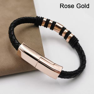 Braccialetto Chargin Twisted Phone Wearable Multi Magnet Bangle Triple Recharge Cable Chargeur bracciale Usb per uomo PU Leather <span class=keywords><strong>HRD</strong></span> - Product Image 2