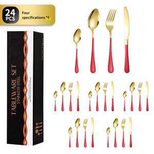 Juego de cubiertos de acero inoxidable de 24 piezas, 6 juegos de 4 piezas de cuchillo, tenedor y cuchara, vajilla para catering y regalos - Product Image 3