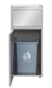 304 Stainless Steel Commercial Trash Station Hidden Garbage Bin Cabinet with Countertop for Restaurant <b>Kitchen</b> - Product Image 2