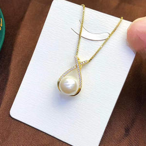 Pendentif en argent S925, support vide, accessoires de bricolage avec perle ronde de 9-10 mm et collier en jade cache-cernes, 30803 pendentifs et breloques en perles - Product Image 3