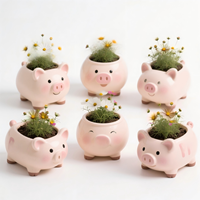 Set Pot Bunga Resin Hippo 3D yang Dapat Disesuaikan, 5 Buah, Pot Tanaman Kaktus & Herbal Modern yang Lucu, Dekorasi Ambang Jendela, 12x10x9cm
