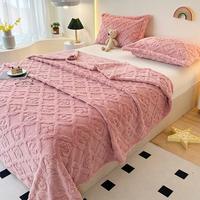 Couverture de lit rose en jacquard flanelle 50*60'' en polaire corail pour canapé et salon – Grande Vente
