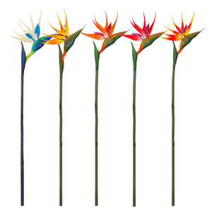 H378 Fiore Artificiale Simulato Uccello del Paradiso Singolo, Accessori Decorativi con Fogliame Verde, Fiori Artificiali - Product Image 2