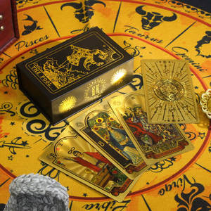 رقائق ذهبية مقاومة للماء طباعة مخصصة بطاقات التاروت البلاستيكية الخاصة بك مع صندوق - Product Image 1