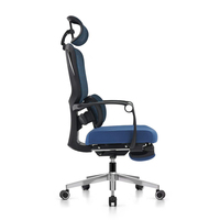 Chaise de bureau ergonomique de direction avec repose-pieds rétractable - Chaise de bureau en tissu à dossier haut avec appui-tête 3D et soutien lombaire