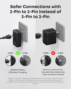 Adaptateur de voyage <span class=keywords><strong>Anker</strong></span> Nano 5 ports avec 2 prises AC, 2 USB A et 2 USB C pour <span class=keywords><strong>20W</strong></span>, contrôle intelligent de la température A9215 - Product Image 5