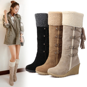 HANO all'ingrosso inverno termico morbido caldo <span class=keywords><strong>zeppa</strong></span> <span class=keywords><strong>scarpe</strong></span> da neve tinta unita <span class=keywords><strong>con</strong></span> lacci da donna stivali da neve - Product Image 1