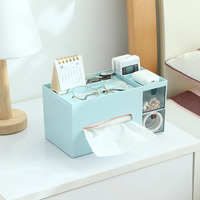 Boîte à mouchoirs de bureau en plastique de style moderne rangement de bureau compartiment à poussière support de téléphone portable élégant porte-papier hygiénique