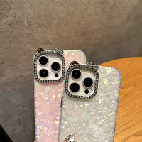 Lentille de diamant incrustée de chat de motif de coquille artisanale IMD adaptée à l'iPhone 17 16 Pro Max étui de téléphone portable texture haut de gamme TPU + PC