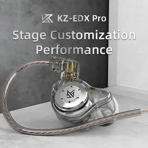 KZ EDX Pro earbud olahraga, Headset dalam telinga HIFI Bass in-Ear Monitor penghilang kebisingan dapat dilepas ponsel berkabel