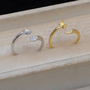 แหวนเงินแท้ S925 แบบเปิด ปรับขนาดได้ 7-10 มม. สำหรับไข่มุก รุ่น JG5127 อุปกรณ์ทำเครื่องประดับ ฐานเปล่า - Product Image 1