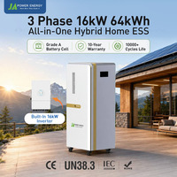 Système de stockage d'énergie pour toute la maison de 64 kWh, JApower 16 kW triphasé tout-en-un hybride ESS avec onduleur hybride Deye intégré