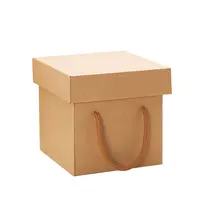 Caja de papel Kraft personalizado, Cartón corrugado Plegable, portátil, caja de flores, regalo de fruta, venta al por mayor