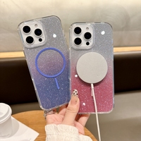 Étui de téléphone portable transparent avec paillettes magnétiques antichoc avec protection de l'objectif pour 16e/16/15/14/13/12/11 Pro Max