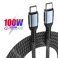 Kabel Data Nylon Braided Pengisian Cepat Tipe-C ke C 100W 20V5A untuk Perangkat IOS 0.5M/1M/2M