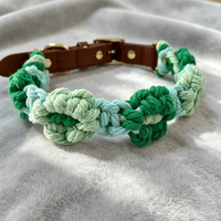 Collier pour chien personnalisé en nylon et cuir, avec breloques tissées en forme de fleur, souple et réglable, cadeau de Noël créatif et durable pour chien
