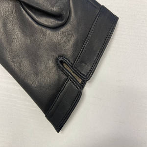 Gants en cuir d'agneau véritable pour homme, doublure en laine d'<span class=keywords><strong>hiver</strong></span>, en cuir de mouton noir, vente en gros, support d'échantillons - Product Image 4