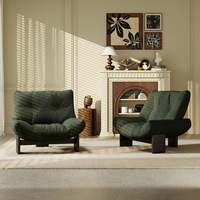   Fauteuil simple moderne en velours avec pieds en bois massif, confortable pour salon, hôtel, atelier, appartement, entrepôt