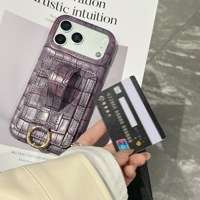 Étui de luxe pour iPhone 17 Pro Max avec porte-cartes et bracelet, motif crocodile, en cuir haut de gamme 18