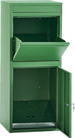 Boîte de livraison de colis extérieure verte à double porte, autoportante, verrouillable, étanche, antivol, en acier galvanisé, boîte aux lettres pour colis de porche