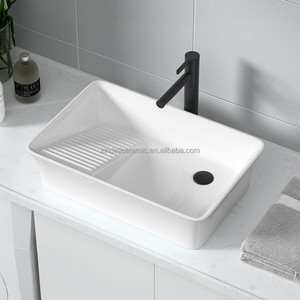 Vente directe d'usine, <span class=keywords><strong>lavabo</strong></span> <span class=keywords><strong>rectangulaire</strong></span> en céramique pour machine <span class=keywords><strong>à</strong></span> laver, évier de comptoir, évier latéral avec égouttoir, <span class=keywords><strong>lavabo</strong></span> avec planche <span class=keywords><strong>à</strong></span> laver - Product Image 6