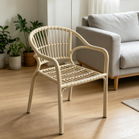 Chaise de salle à manger moderne en PP avec accoudoirs et design ajouré, imperméable et résistante aux intempéries pour usage extérieur en hôtel