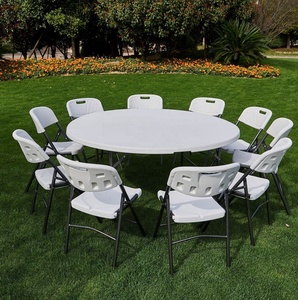 Outdoor HDPE Garden Plastic Folding <strong>Table</strong> Sets <strong>Foldable</strong> <strong>Table</strong> Set Banquet Round <strong>Table</strong>&amp;<strong>CHAIR</strong> - Product Image 4