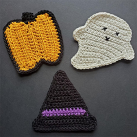 Nouveaux dessous-de-verre en laine pour fête d'Halloween (fantôme, sorcière, citrouille) - Tapis isolants créatifs résistants à la chaleur