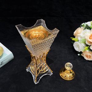 Decorazione per il Ramadan, Bruciatore di Incenso Arabo Moderno in Acrilico Dorato, Portatile per Ufficio, Hotel e Casa - Product Image 3