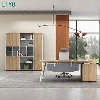 Ensemble de bureau convertible en forme de L LIYU avec chaise, tiroir à serrure, table de direction, plateau en mélamine