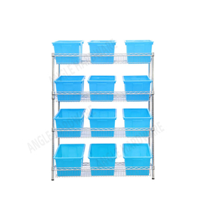 Estantería de Alambre Cromado de Grado Comercial con Ruedas, Estante de Almacenamiento Ajustable de 4 Niveles <span class=keywords><strong>para</strong></span> Almacén Industrial - Product Image 6