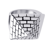 Ventes chaudes, bague en acier inoxydable de haute qualité, pyramide pharaonique égyptienne, plaquée or 18 carats, œil d'Horus, pour hommes