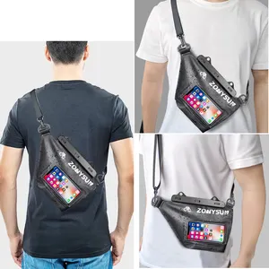 Gaya Baru Logo Kustom Luar Ruangan Olahraga PVC Tahan Air Kantong Tas Dada Pria Wanita Fanny Pack Tas Bersepeda