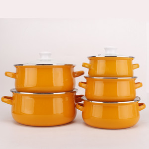 Casserole en émail pour la maison, personnalisée, 16/18/20/22/24 cm, casserole à ragoût, casserole à double paroi en acier au carbone émaillé, avec <span class=keywords><strong>couvercle</strong></span> en <span class=keywords><strong>verre</strong></span> - Product Image 2
