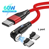 Câble de données magnétique rotatif PD60W, câble de charge rapide à 540 degrés, six en un, câble magnétique de type C pour jeux mobiles