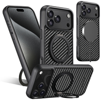 Simili cuir PU, texture fibre de carbone, magnétique 360° °   Étui de téléphone avec support rotatif compatible avec les séries Apple 18/17/16/15/14/13