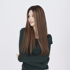 Soie Premium Lisse # Perruque en cheveux humains HAWAII avec dessus en dentelle - Product Image 2