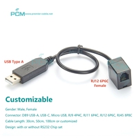 Personalizado RJ12 6P6C a USB2.0 TTL RS232 FTDI Chip Cable de teléfono serie RJ9 4P4C RJ11 6P4C Socket para POS PLC Control de programa