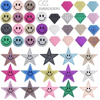 Patch brodé en polyester avec visage souriant, couleur personnalisée, pour vêtements, jeans, chapeaux