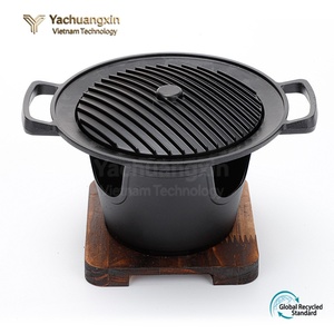 Barbecue extérieur en fonte avec couvercle, alimenté au charbon de bois, pour la cuisson en camping - Product Image 6
