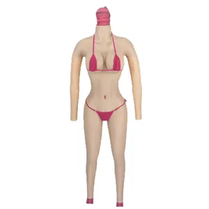 Realistic Silicone F G Cup Full Body Breast Forms Fake Vagina Suit with arms For Crossdresser Sissy Trans