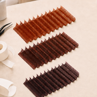 Extensions de cils synthétiques bruns faites à la main, volume intense, cils individuels, tons assortis, plateaux de cils, fournitures de salon