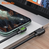 Kabel Charger HP Mcdodo 467 Nylon Braided TPE Dengan Desain Elbow Gaming LED untuk Pemain Game, untuk iPhone