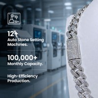 Collier Hip Hop 17mm Iced Out Cuban Link en Laiton avec Zircon Cubique 5A et Moissanite pour Grossistes de Marques, Longueur Personnalisée, Vente Directe Usine
